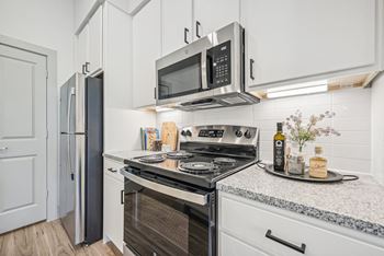 Modern kitchen with ge stainless steel appliances